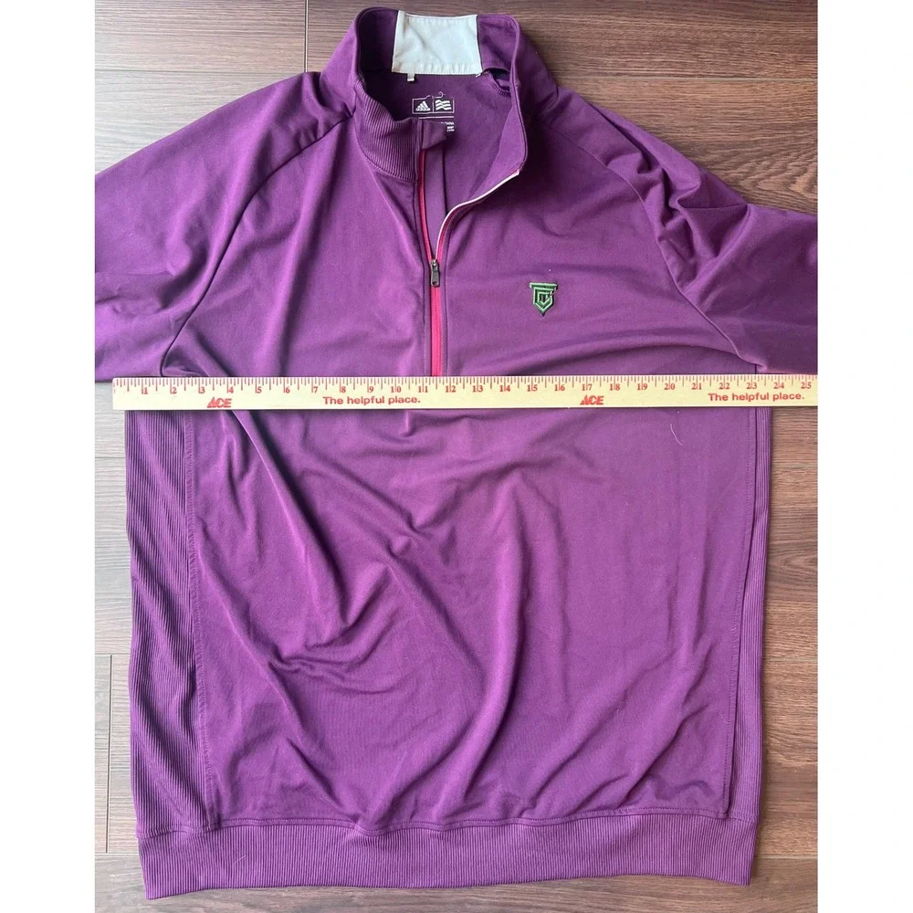 Adidas Golf Mens XL Purple Quarter Zip Pullover Long Sleeve Performance Shirt